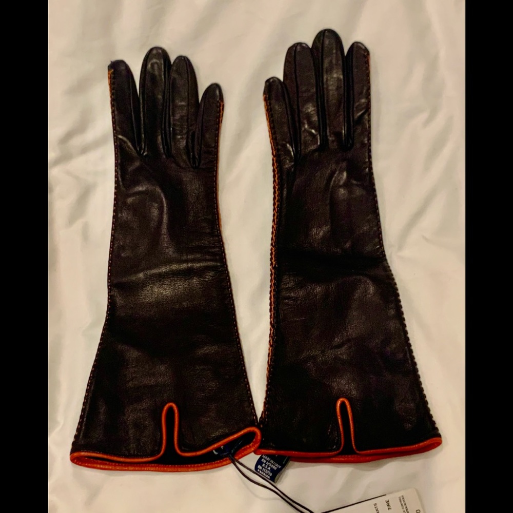 Façonnable navy leather gloves